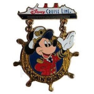 Disney Pin DCL Cruise Line Captain Mickey Ship Wheel Dangle Golden Wonder 59134